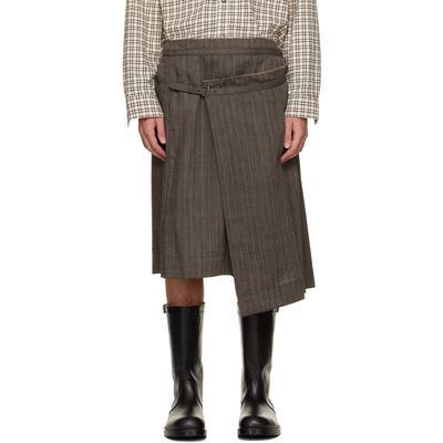 Dries Van Noten Dries Van Noten Taupe Pleated Wool Kilt