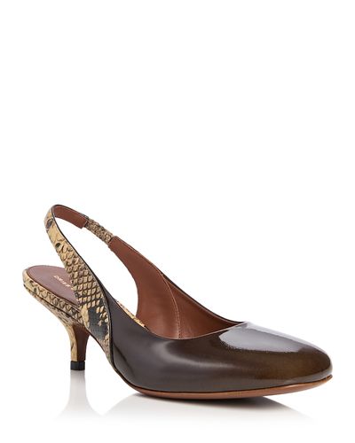 Dries Van Noten Dries Van Noten Women's Snake Embossed & Patent Leather Slingback Pumps