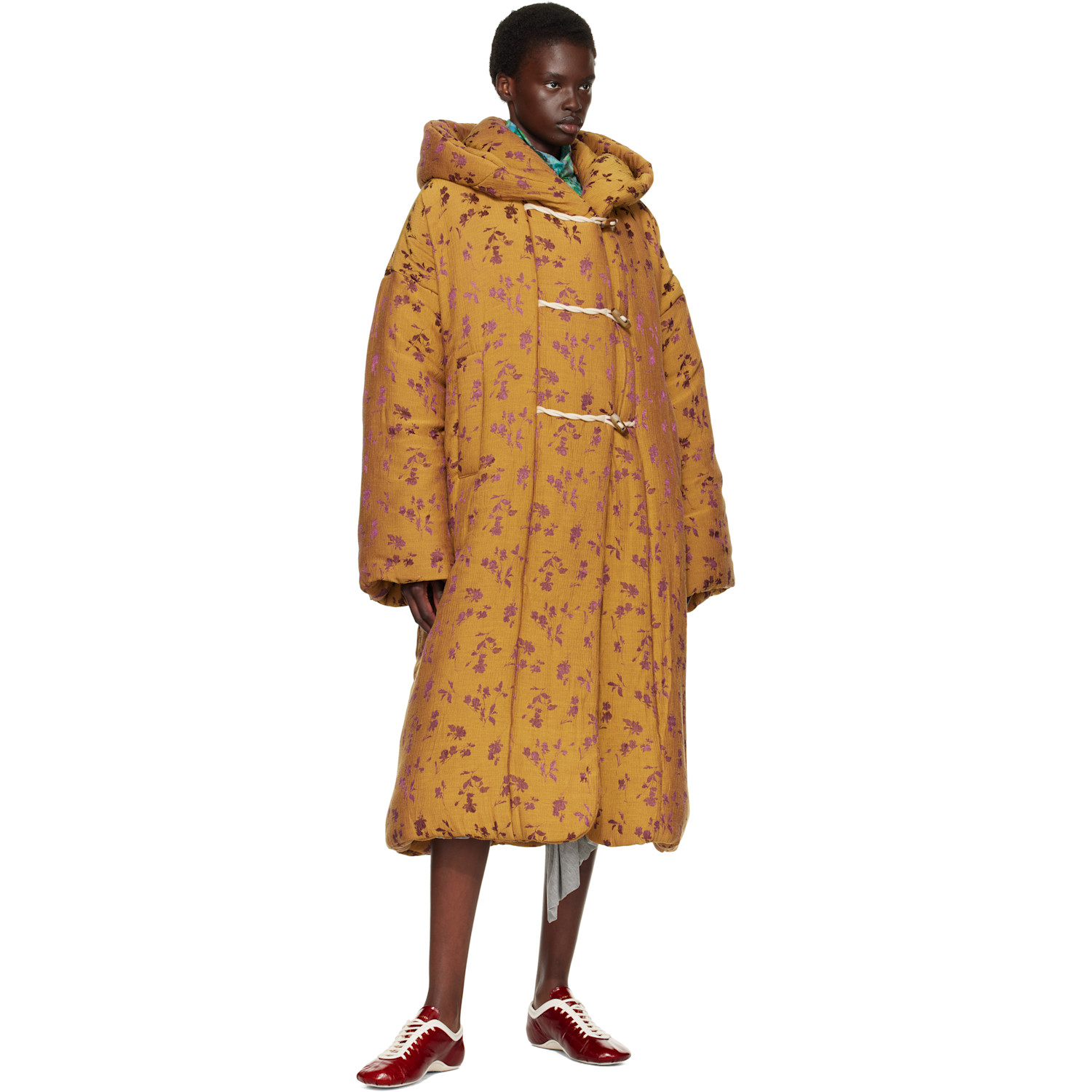 Dries Van Noten - Yellow & Purple Floral Coat