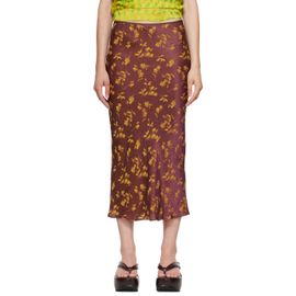 Dries Van Noten Dries Van Noten Yellow & Purple Floral Midi Skirt