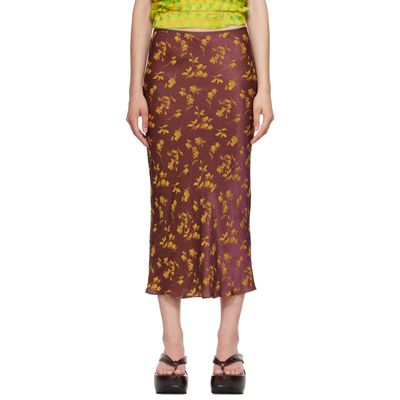 Dries Van Noten Dries Van Noten Yellow & Purple Floral Midi Skirt