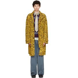 Dries Van Noten Dries Van Noten Yellow Oversized Printed Parka Coat