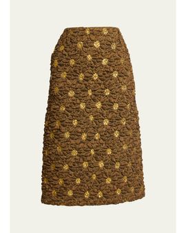 Dries Van Noten Floral Jacquard Linen-Blend Midi Skirt