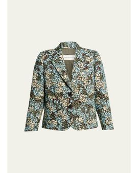 Dries Van Noten Floral Jacquard SIngle-Breasted Shrunken Jacket