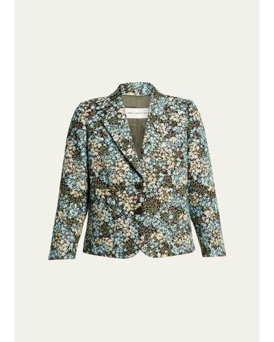 Dries Van Noten Floral Jacquard SIngle-Breasted Shrunken Jacket
