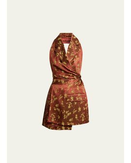 Dries Van Noten Floral Jacquard Sleeveless Wrap Top