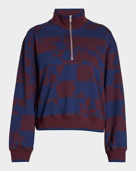 Dries Van Noten Hulvina Abstract Cotton Quarter-Zip Sweatshirt