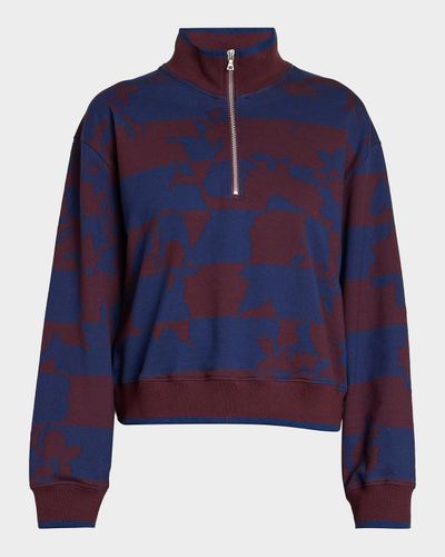 Dries Van Noten Hulvina Abstract Cotton Quarter-Zip Sweatshirt