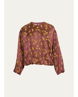 Dries Van Noten Long-Sleeve Floral Jacquard Balloon Top