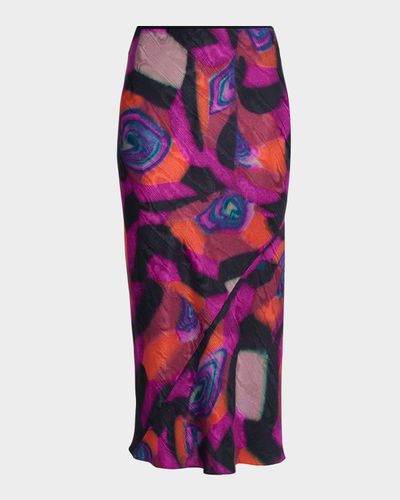 Dries Van Noten Marbled Clay Printed Twill Midi Skirt