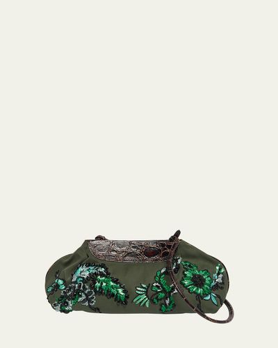 Dries Van Noten Medium Beaded Cotton Clutch Bag