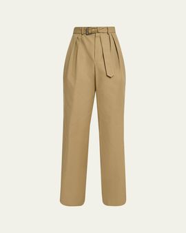 Dries Van Noten Men's Belted Loose Cotton Trousers