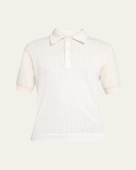 Dries Van Noten Men's Hettonio Pointelle Knit Cotton Polo Shirt