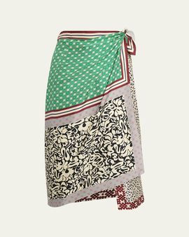 Dries Van Noten Men's Silk Long Wrap Scarf-Skirt
