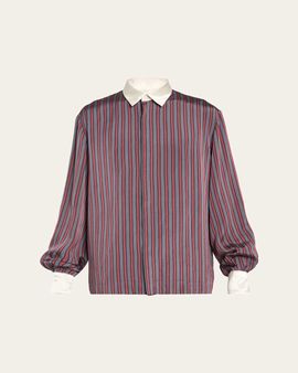 Dries Van Noten Men's Striped Viscose-Blend Shirt