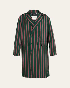 Dries Van Noten Men's Striped Viscose-Silk Coat