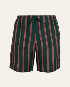Dries Van Noten Men's Striped Viscose-Silk Drawstring Shorts