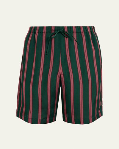 Dries Van Noten Men's Striped Viscose-Silk Drawstring Shorts
