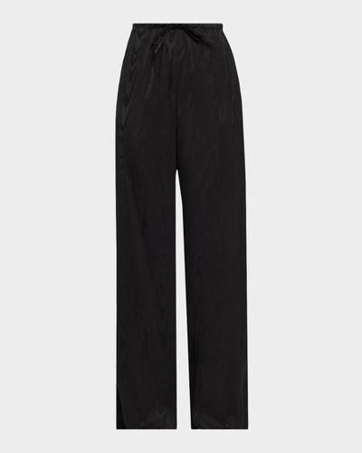 Dries Van Noten Moiré Satin Wide-Leg Drawstring Pants