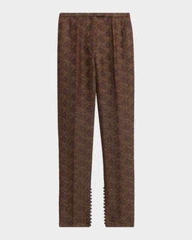 Dries Van Noten Pandoris Geo Jacquard Skinny-Leg Button-Hem Pants