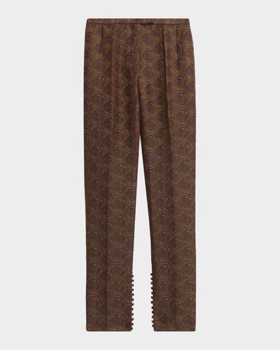 Dries Van Noten Pandoris Geo Jacquard Skinny-Leg Button-Hem Pants