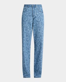 Dries Van Noten Peyton Laser-Print Denim Wide-Leg Jeans