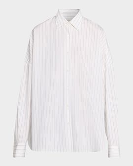 Dries Van Noten Pinstripe Cotton Oversized Button-Down Shirt