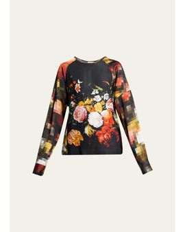 Dries Van Noten Pixel Fruit Print Long-Sleeve Top
