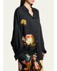 Dries Van Noten Printed Satin Oversized Button-Front Shirt - 4