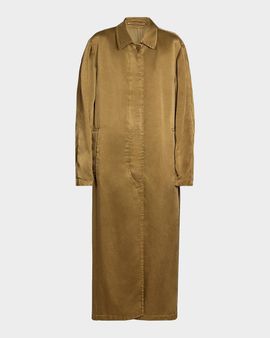 Dries Van Noten Raltonas Satin Oversized Single-Breasted Coat