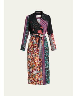 Dries Van Noten Rolano Patchwork Double-Breasted Trench Coat
