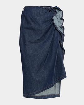 Dries Van Noten Ruffled Denim Midi Skirt