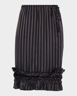 Dries Van Noten Scotts Striped Ruffle Pull-On Skirt
