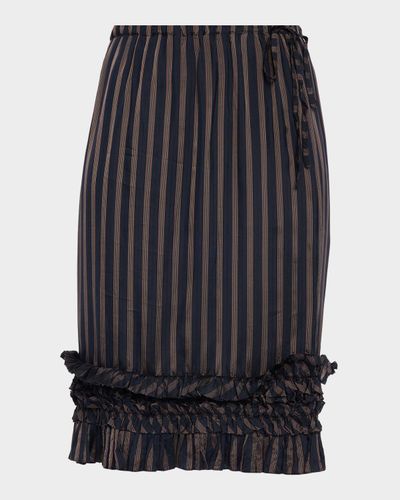 Dries Van Noten Scotts Striped Ruffle Pull-On Skirt