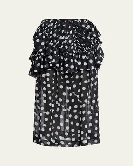 Dries Van Noten Shelby Polka-Dot Ruffle Midi Skirt