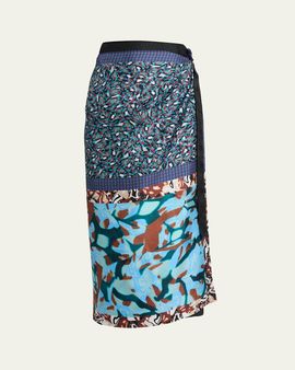Dries Van Noten Silk Long Wrap Scarf Skirt