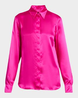 Dries Van Noten Silk Satin Button-Down Shirt