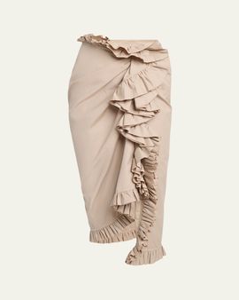 Dries Van Noten Sina Asymmetric Ruffle Midi Skirt
