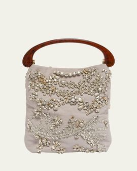 Dries Van Noten Small Floral Crystal Resin Top-Handle Bag