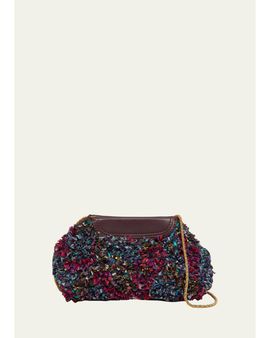 Dries Van Noten Small Ruffle-Embroidered Clutch Bag