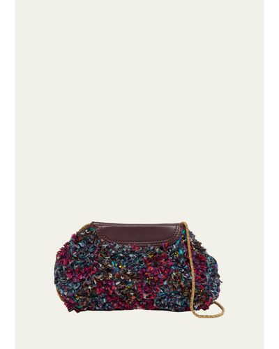 Dries Van Noten Small Ruffle-Embroidered Clutch Bag