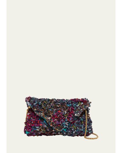 Dries Van Noten Small Ruffle-Embroidered Pouch Bag