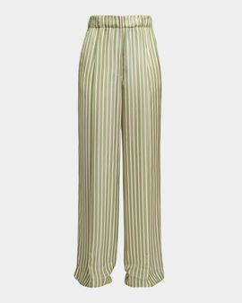 Dries Van Noten Striped Cupro Wide-Leg Pull-On Pants