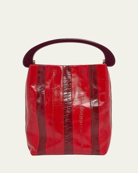 Dries Van Noten Striped Leather Top-Handle Bag