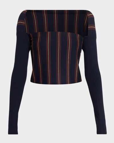 Dries Van Noten Tiba Striped Long-Sleeve Crop Top