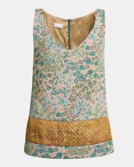 Dries Van Noten V-Neck Floral Jacquard Sleeveless Top
