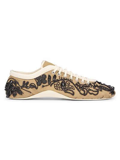 Dries Van Noten Women's Beaded Cotton Canvas Low-Top Sneakers