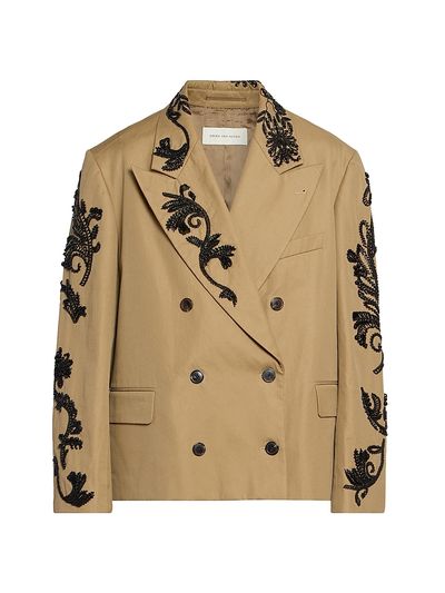 Dries Van Noten Women's Bosea Embroidered Twill Double-Breasted Jacket