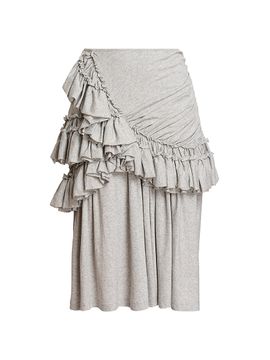 Dries Van Noten Women's Humairah Ruffle-Trimmed Cotton Midi-Skirt