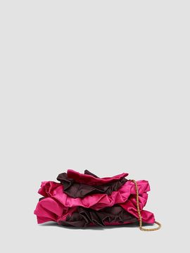 Dries Van Noten Women's Small Ruffled Satin Clutch